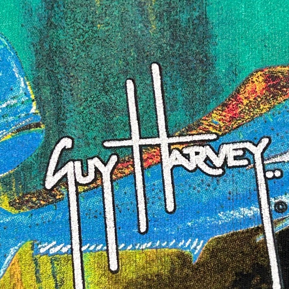 Guy Harvey brand black short sleeve tee shirt.  Fish scene on back.  Size Small. - Picture 3 of 8